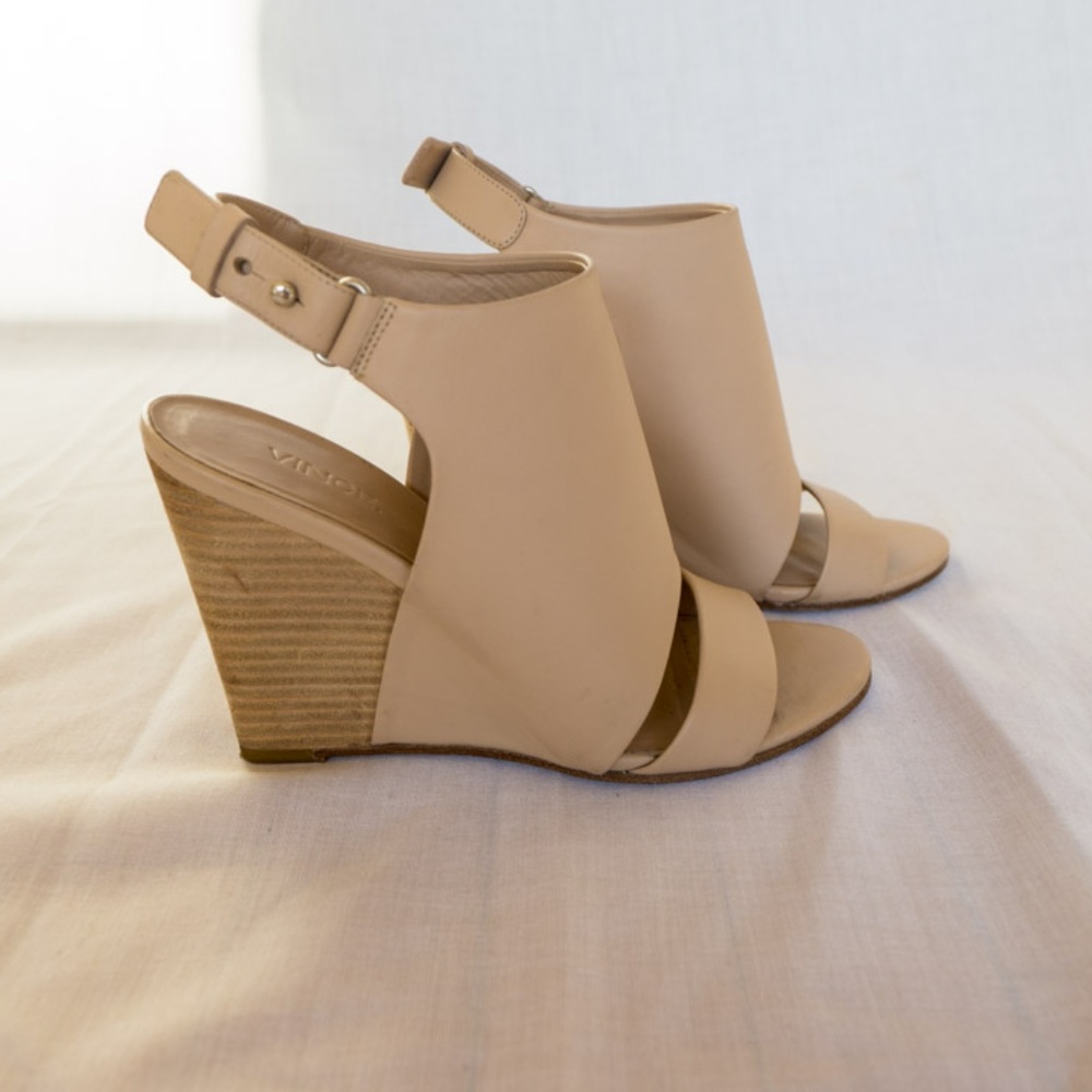Vince Karen Leather Wedge Sandal